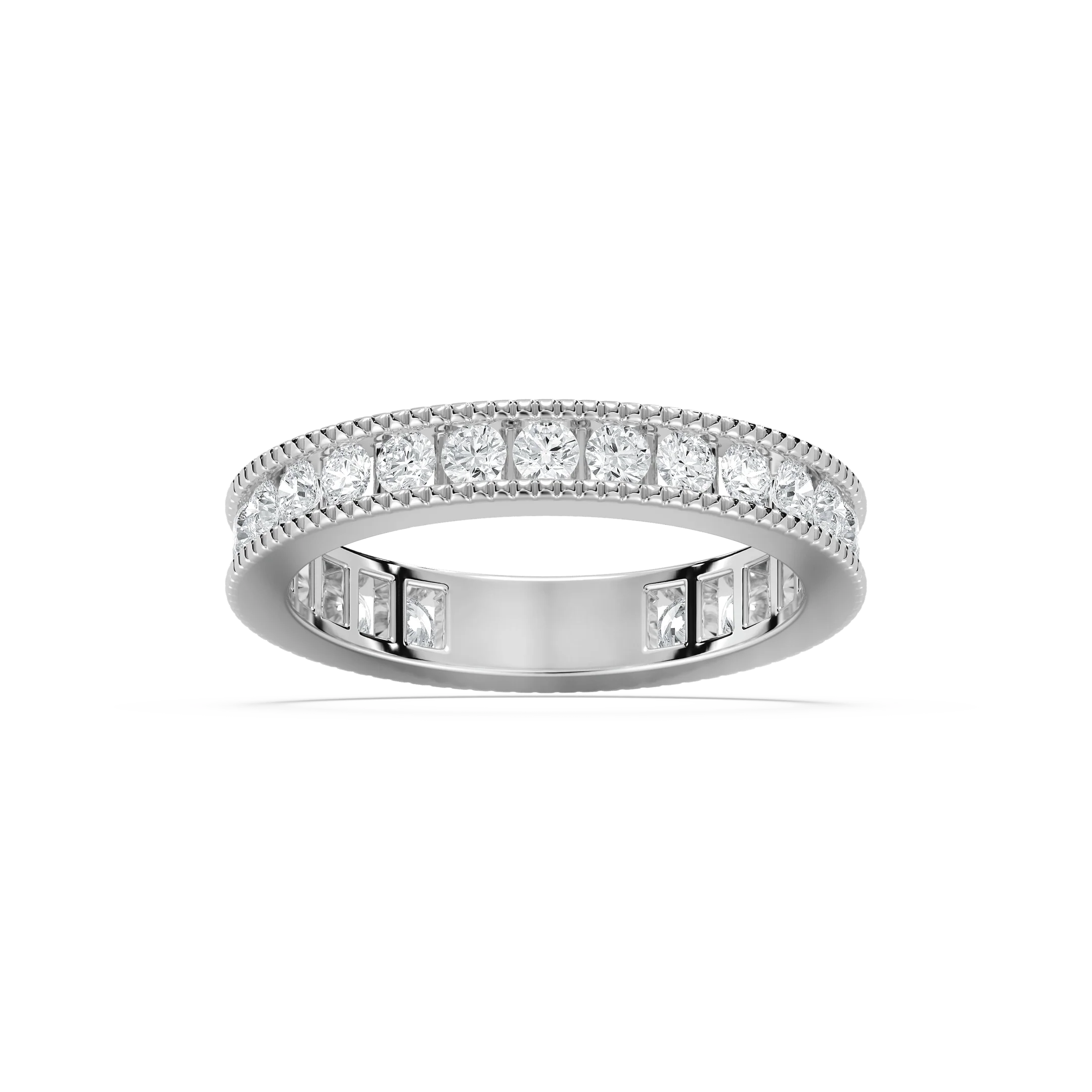 Drew 1 ctw Round Lab Grown Diamond Milgrain Three Quarter Eternity Band