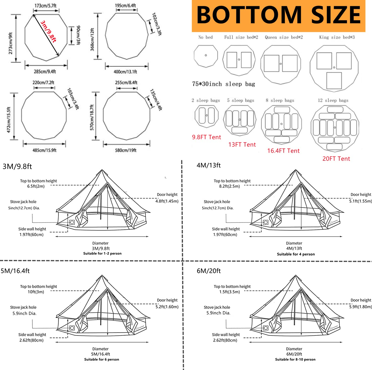 Waterproof Cotton Canvas Yurt for Family Glamping