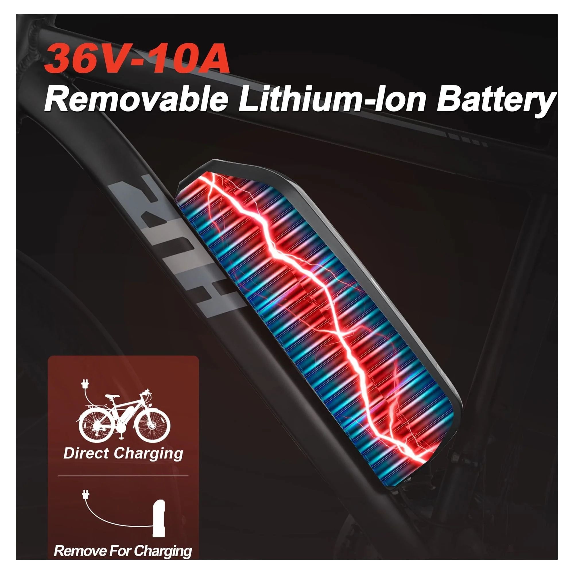 ZNH 26in Electric Mountain Bike, 350W, 36V 10Ah, Black