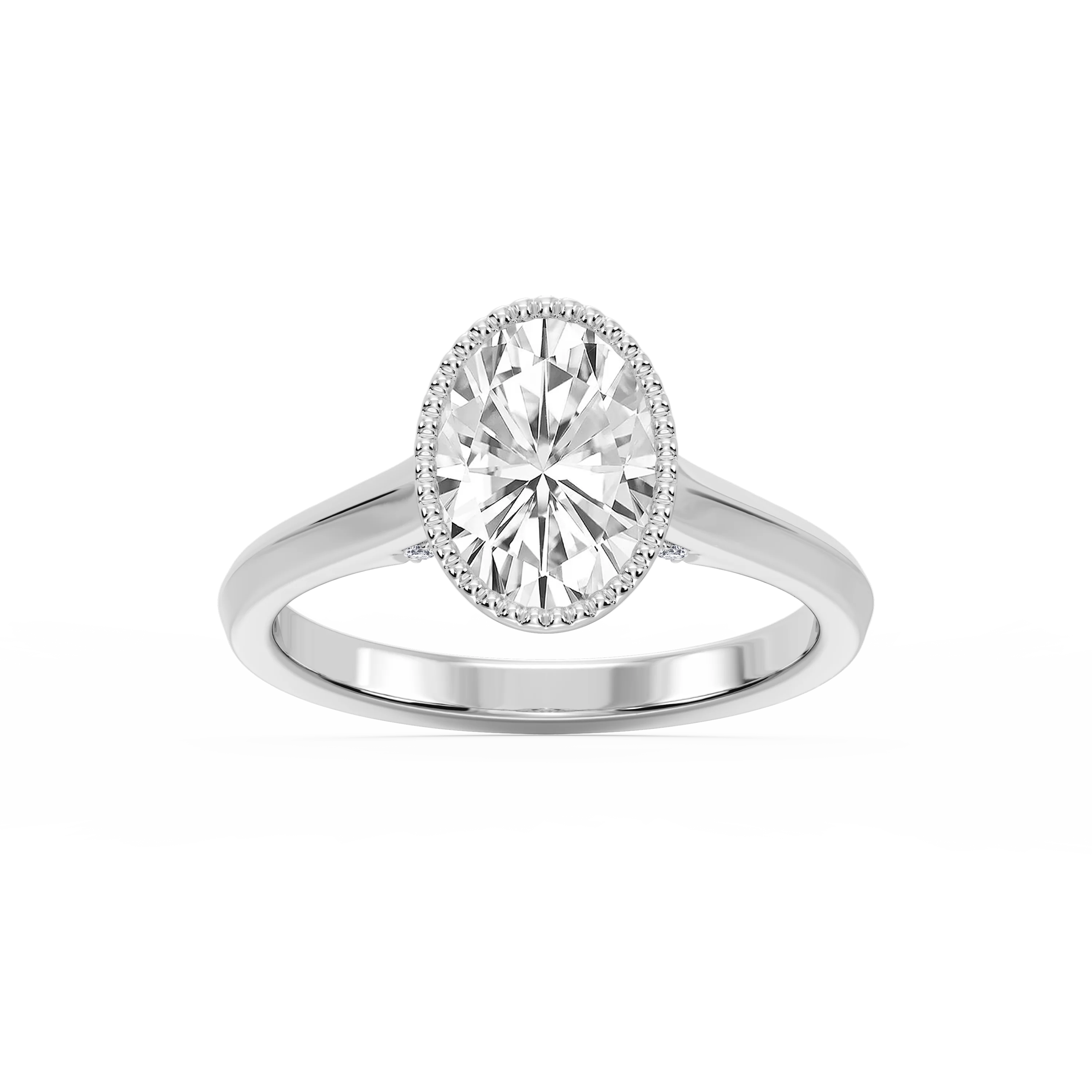 Jane Oval Lab Grown Diamond Milgrain Bezel Side Stone Engagement Ring