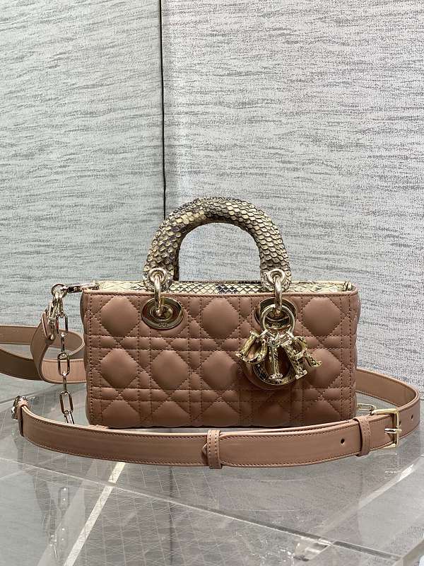 Lady Dior Bag Small Taupe Crystal Handle