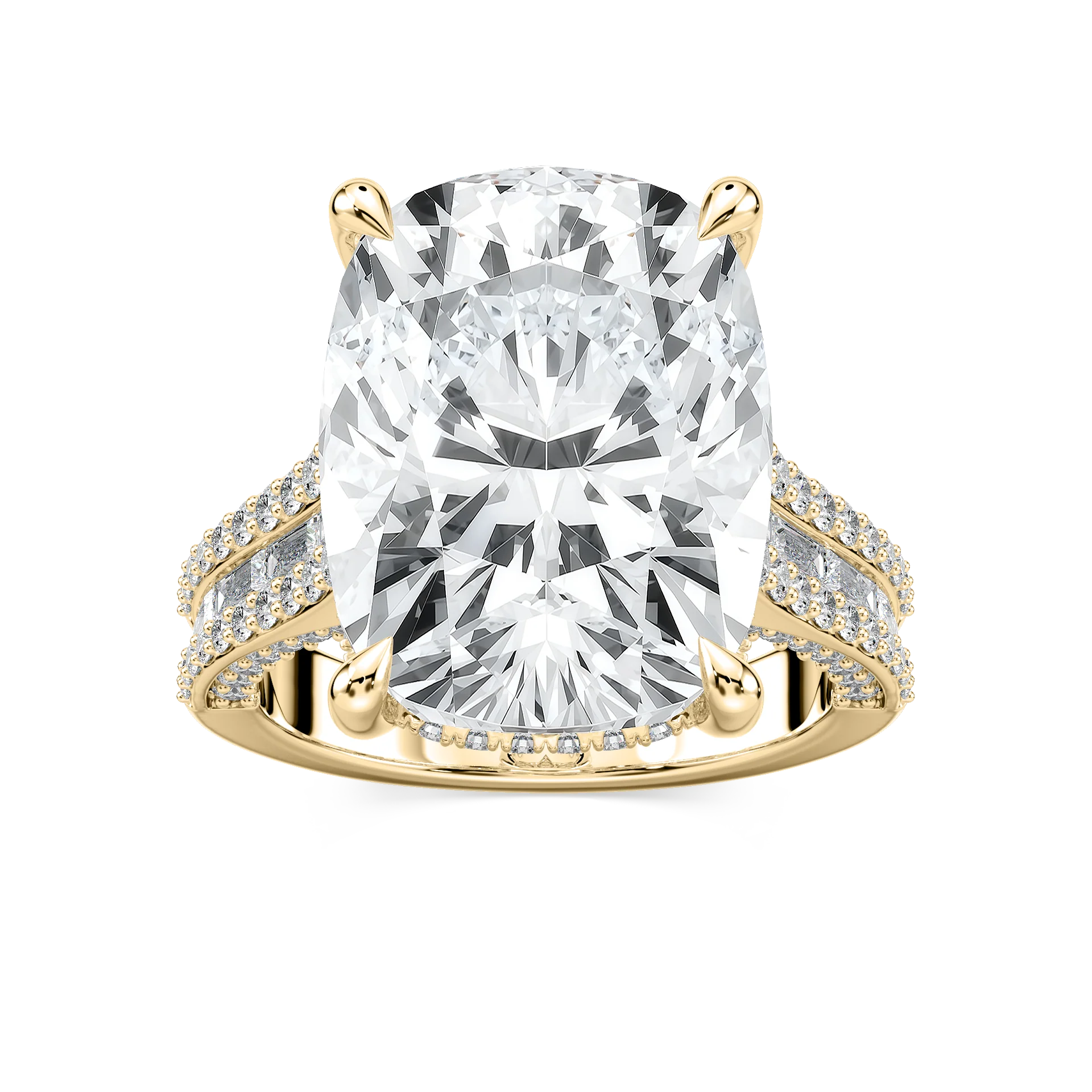 Kristina 17 ⅓ ctw Elongated Cushion Lab Grown Diamond Hidden Halo Engagement Ring - Signature Collection