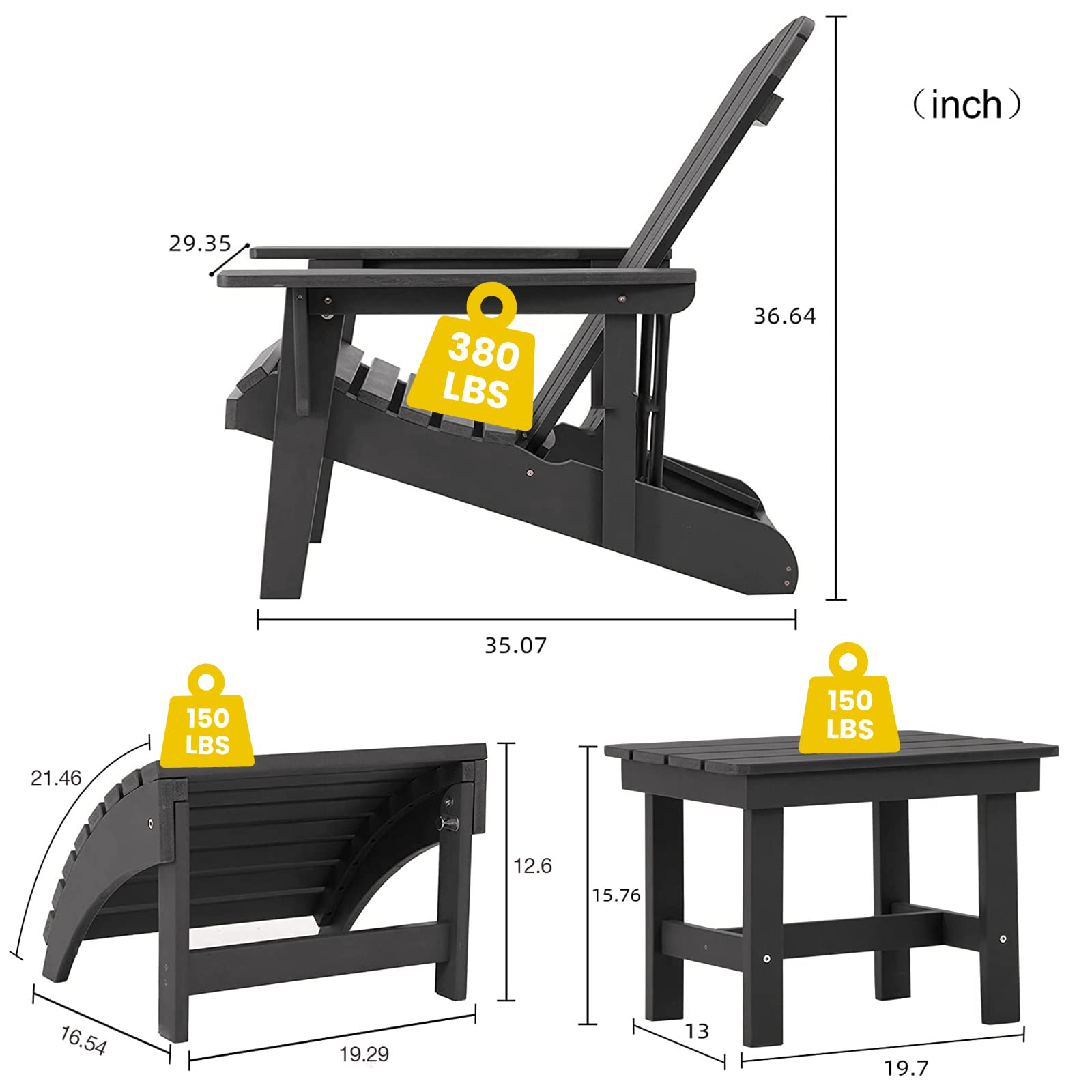 5-Piece Adirondack Chair Set