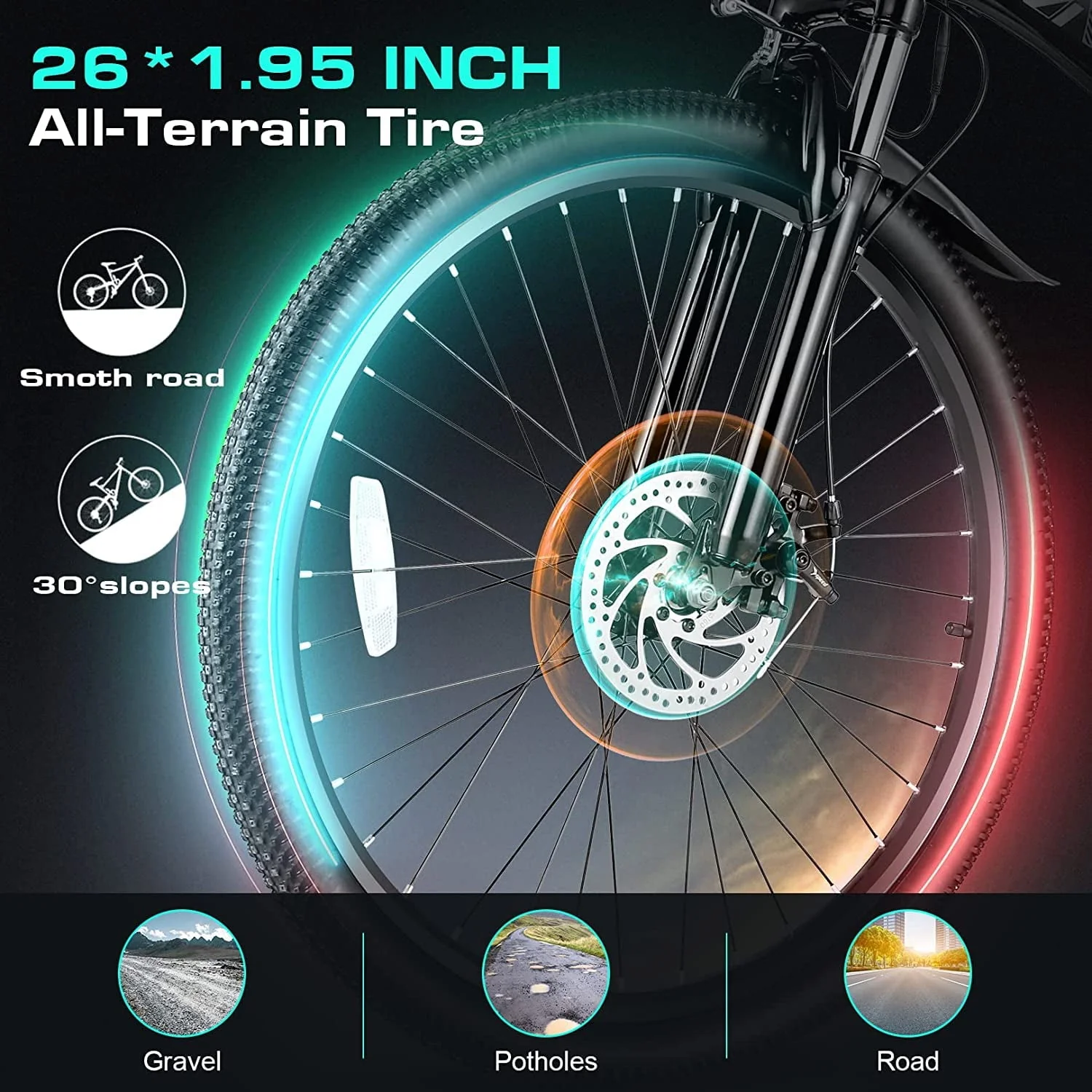 Vivi 26in Folding Electric Mountain Bike, 500W, Full Suspension