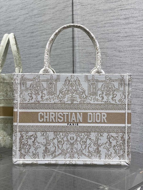 Dior Book Tote Medium Gold Toile De Jouy