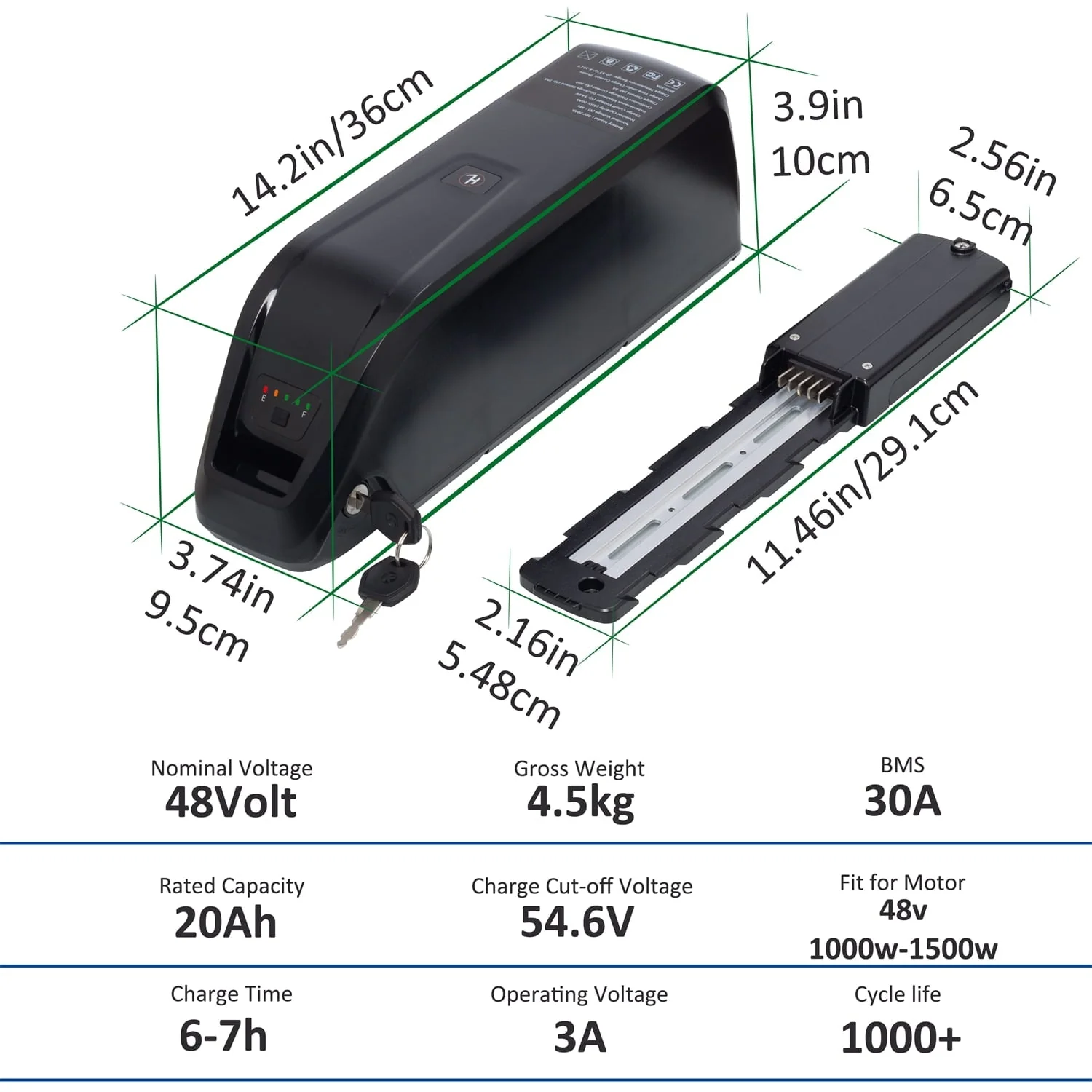 48V 20Ah Lithium E-Bike Battery with Charger