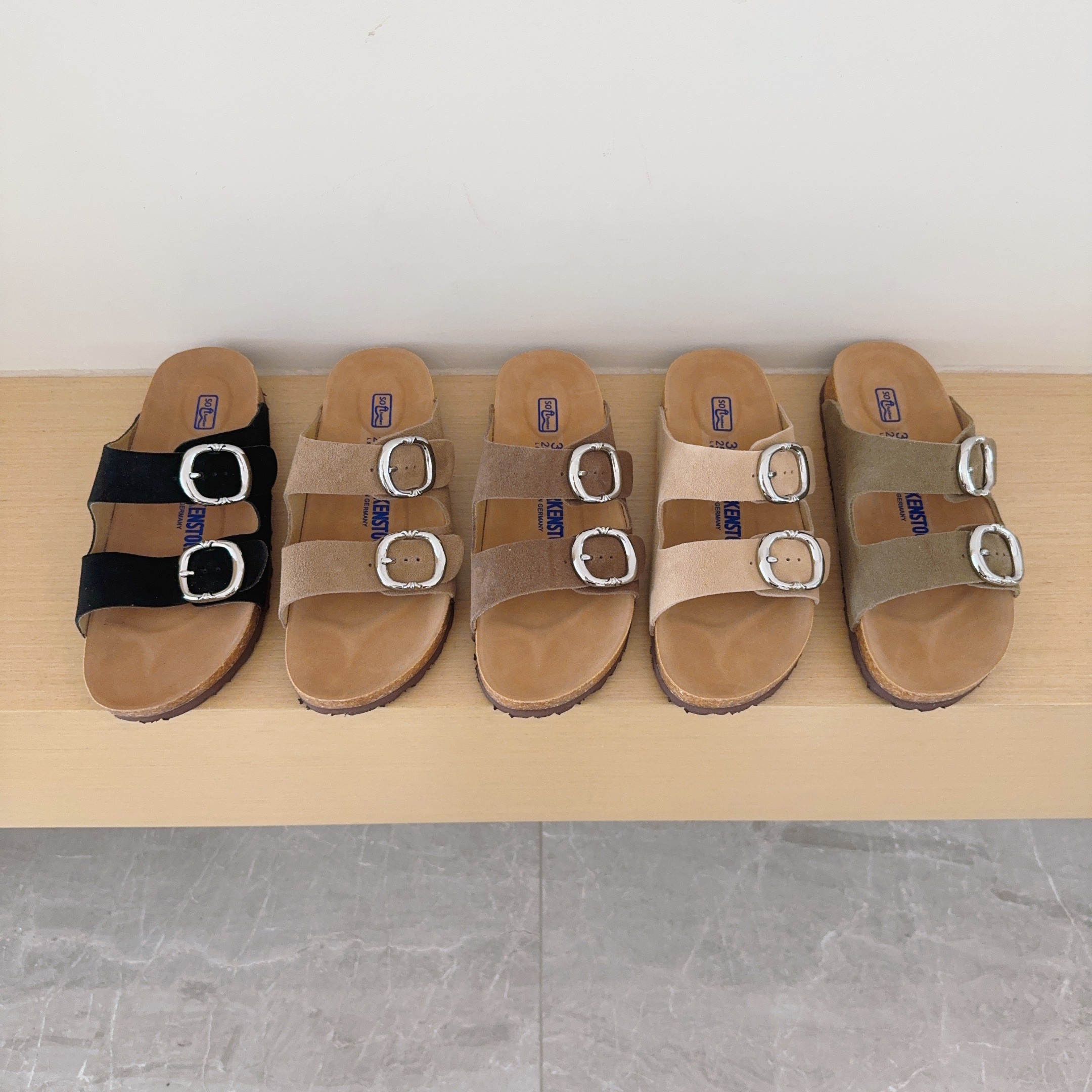 Birken-Style Two-Strap Sandals Cross Motif Collaboration Series