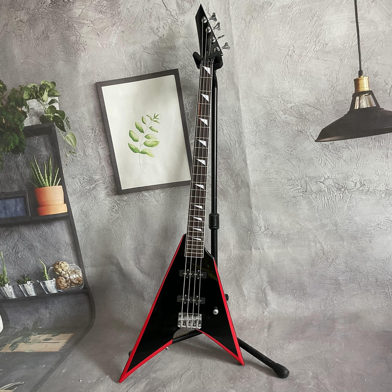 Black Solid Body 4 Strings Electric Bass Guitar Rosewood Fretboard Chrome Parts