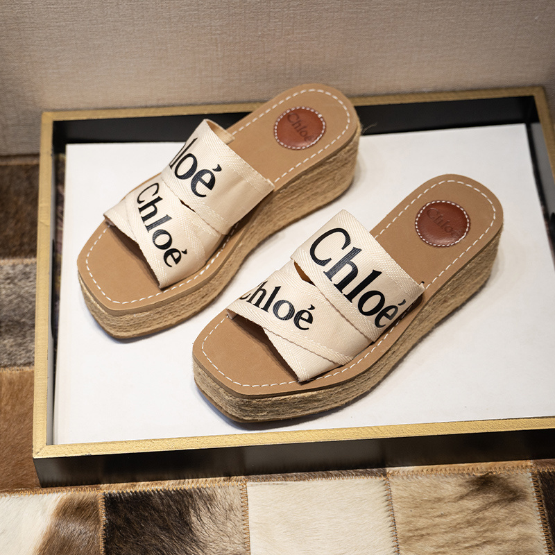 Chloe Logo Espadrille Wedge Sandals