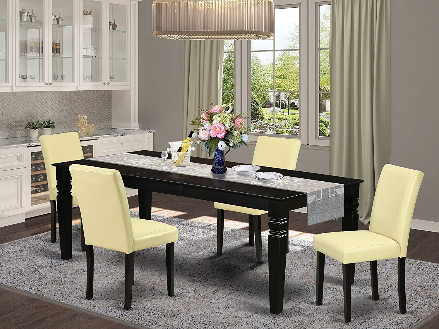 5Pc Rectangular 66/84 Inch Table with 18