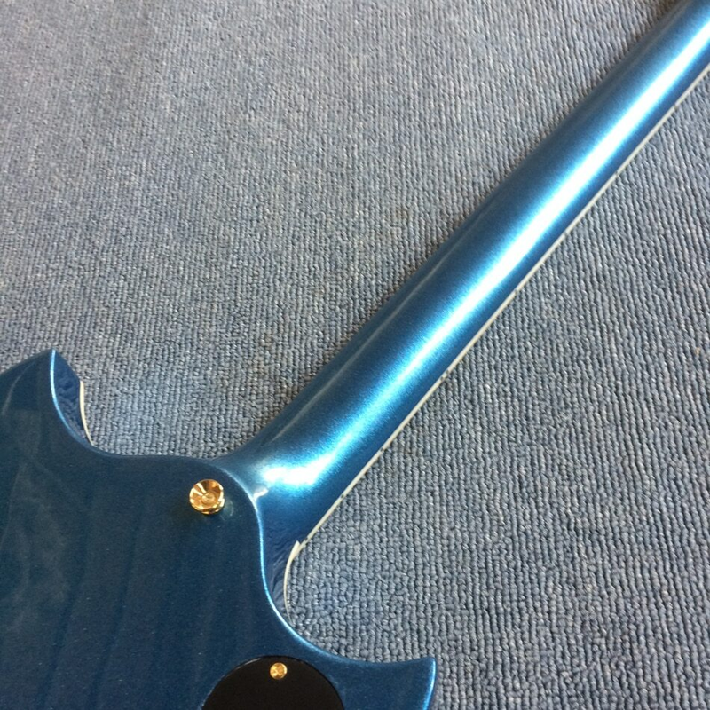 Electric Guitar Solid Mahogany Rosewood Fingerboard Metallic Blue