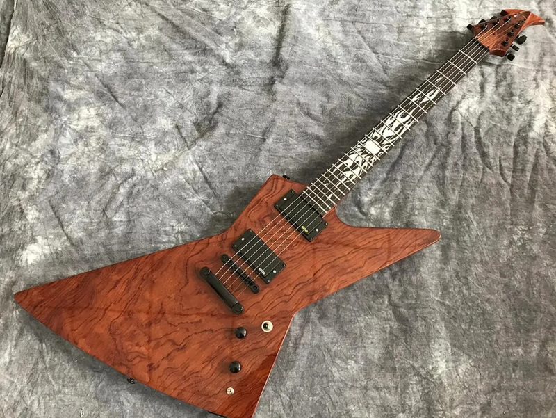 Metallic James Hetfield Kenneth Quilted Bubinga Brown Electric Guitar 6 strings