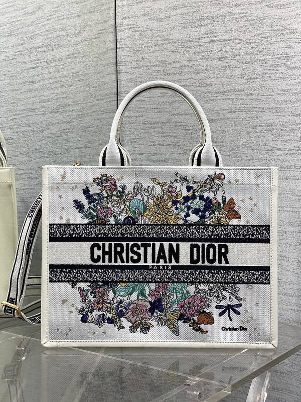 Dior Book Tote Medium White Floral