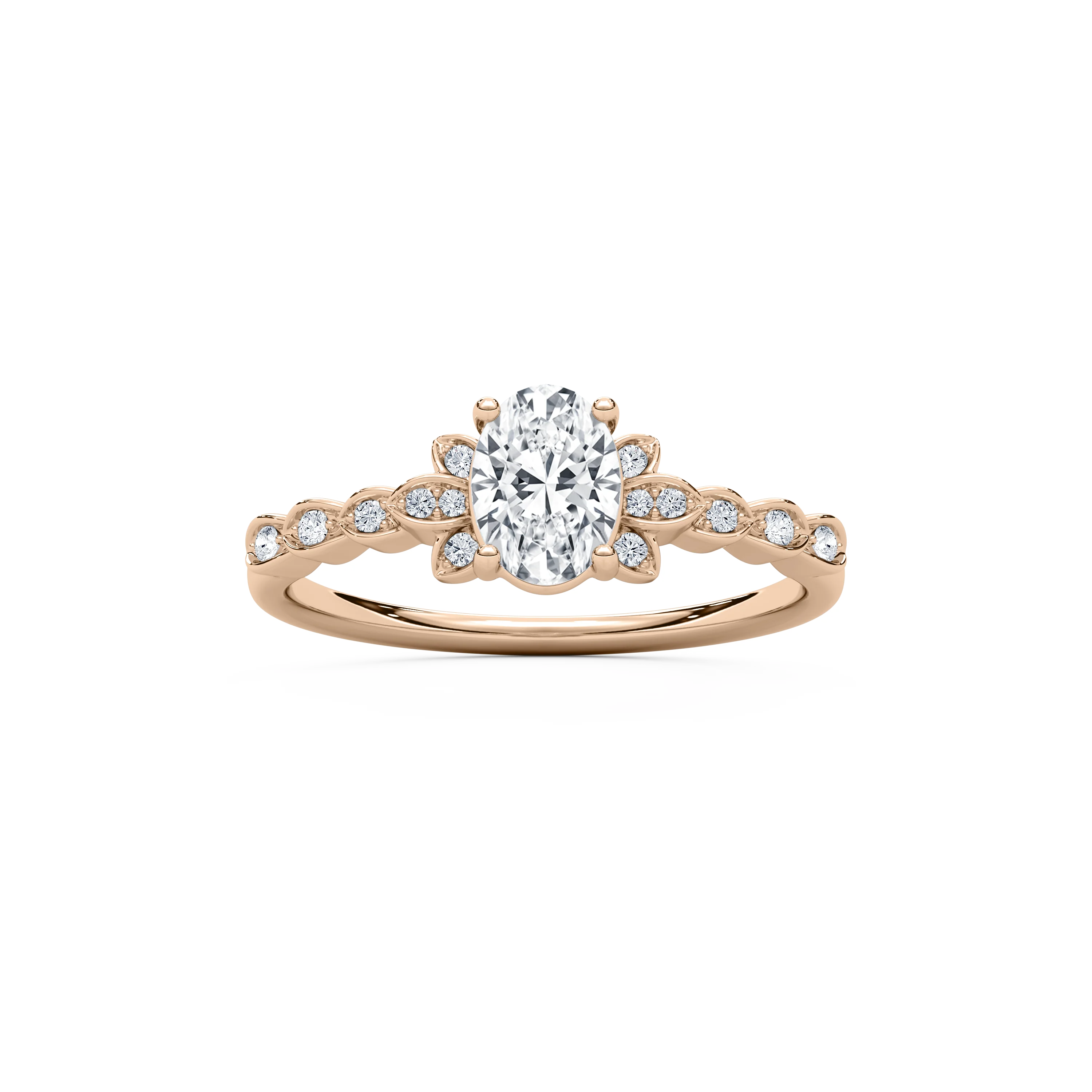 Leonie 3/4 ctw Oval Lab Grown Diamond Petite Bezel Set Side Stone Promise Ring
