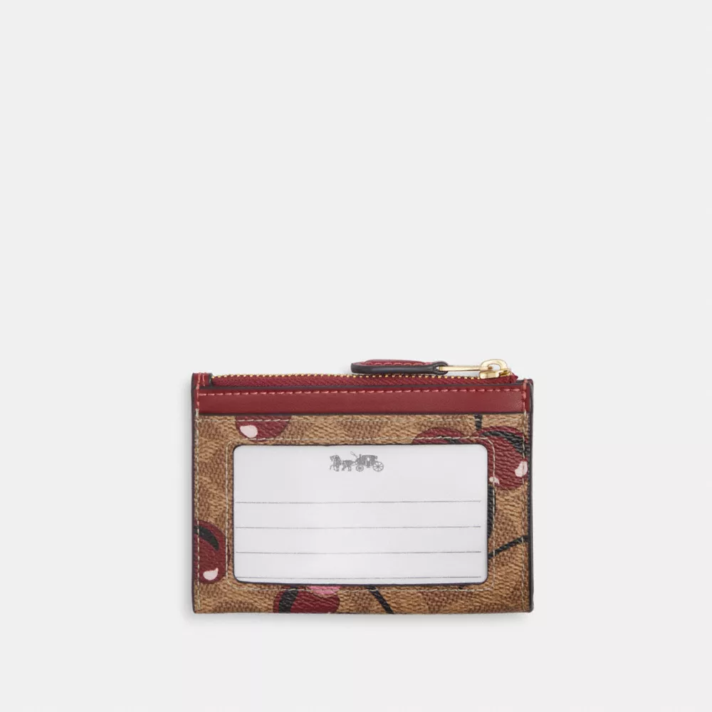 Mini Skinny Id Case In Signature Canvas With Cherry Print