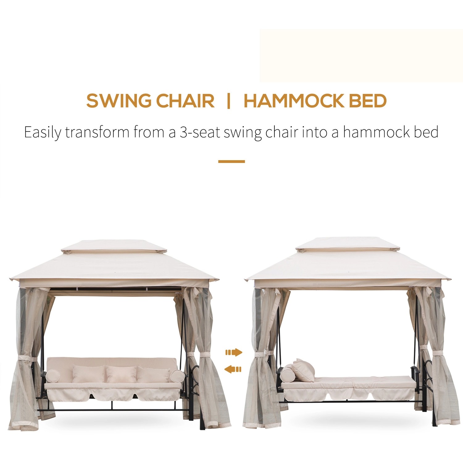 Outdoor 2-in-1 Convertible Swing Chair Bed - Cream White