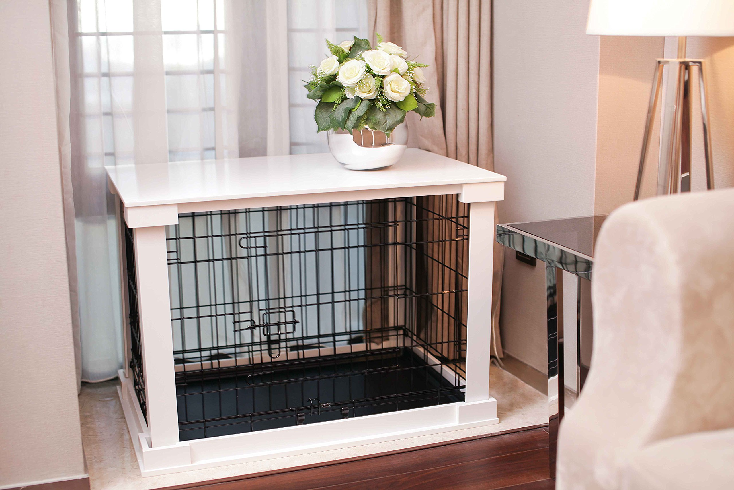 White Dog Cage with Crate Cover