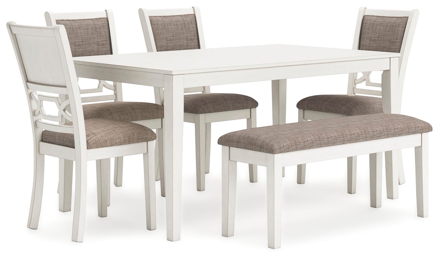 Wrenning / Langwest / Erinberg Dining Table, 4 Chairs and Bench (Set of 6)