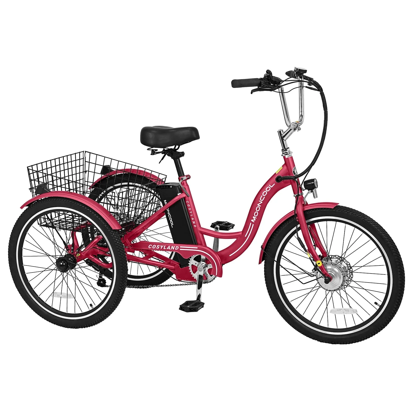 Lilypelle 24in Electric Tricycle with Basket, 350W, 36V 10.4Ah