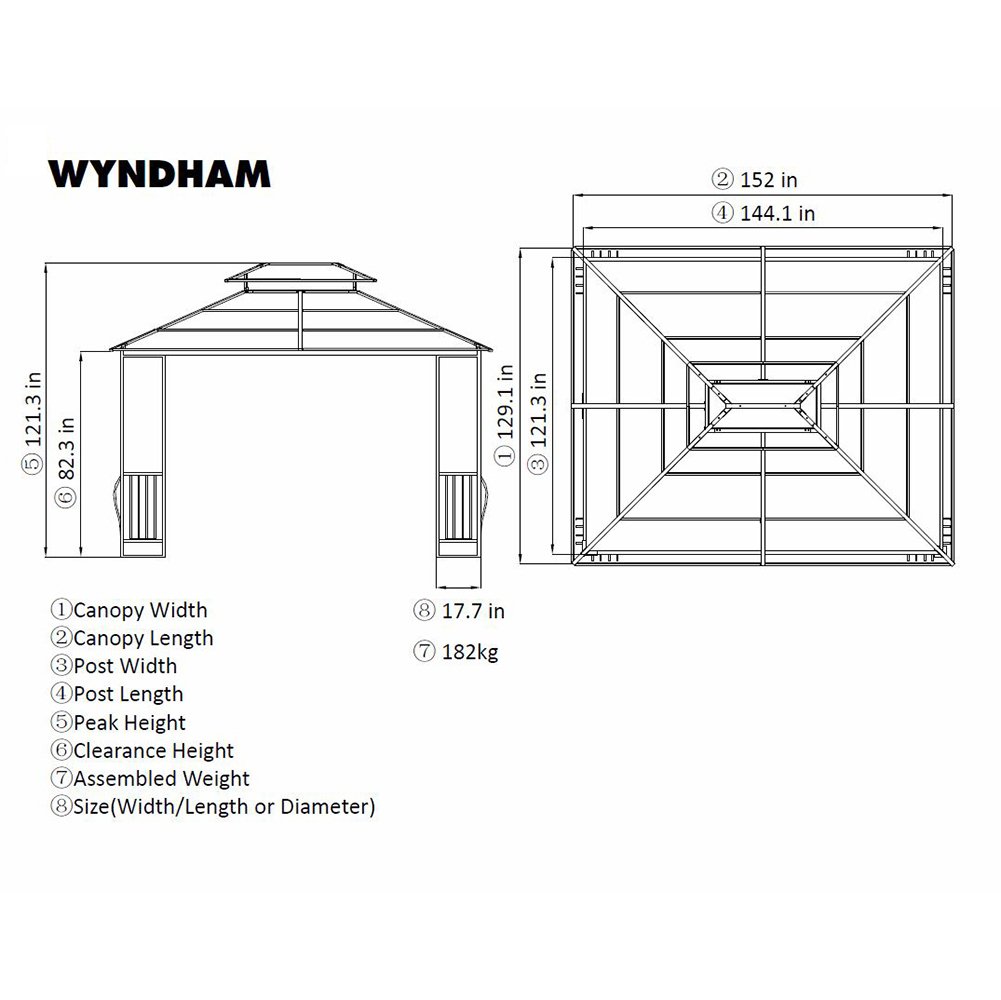 Duty Galvanized Steel Hardtop Wyndham Patio Gazebo with