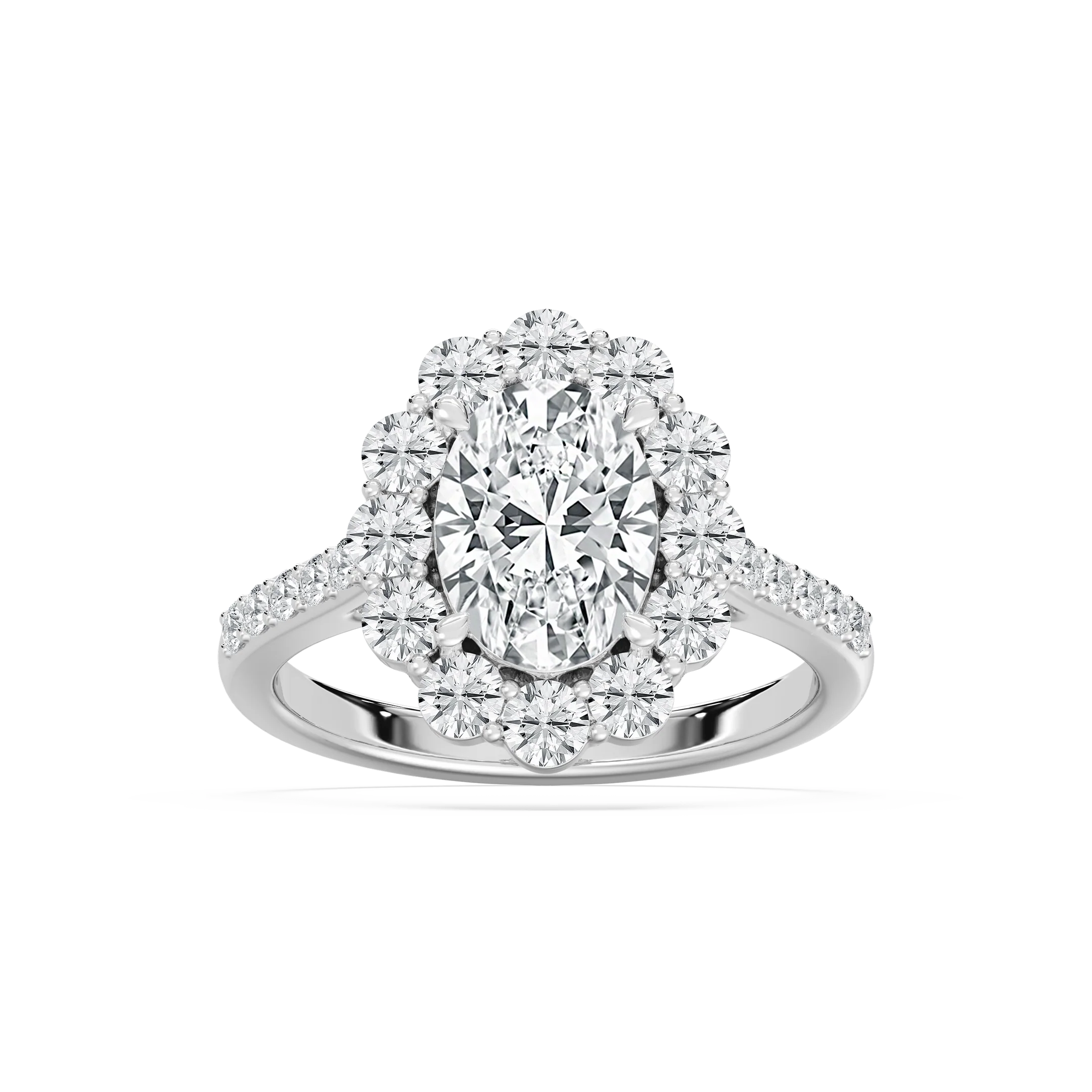 Eva 3 ¹⁄₆ ctw Oval Lab Grown Diamond Halo Engagement Ring