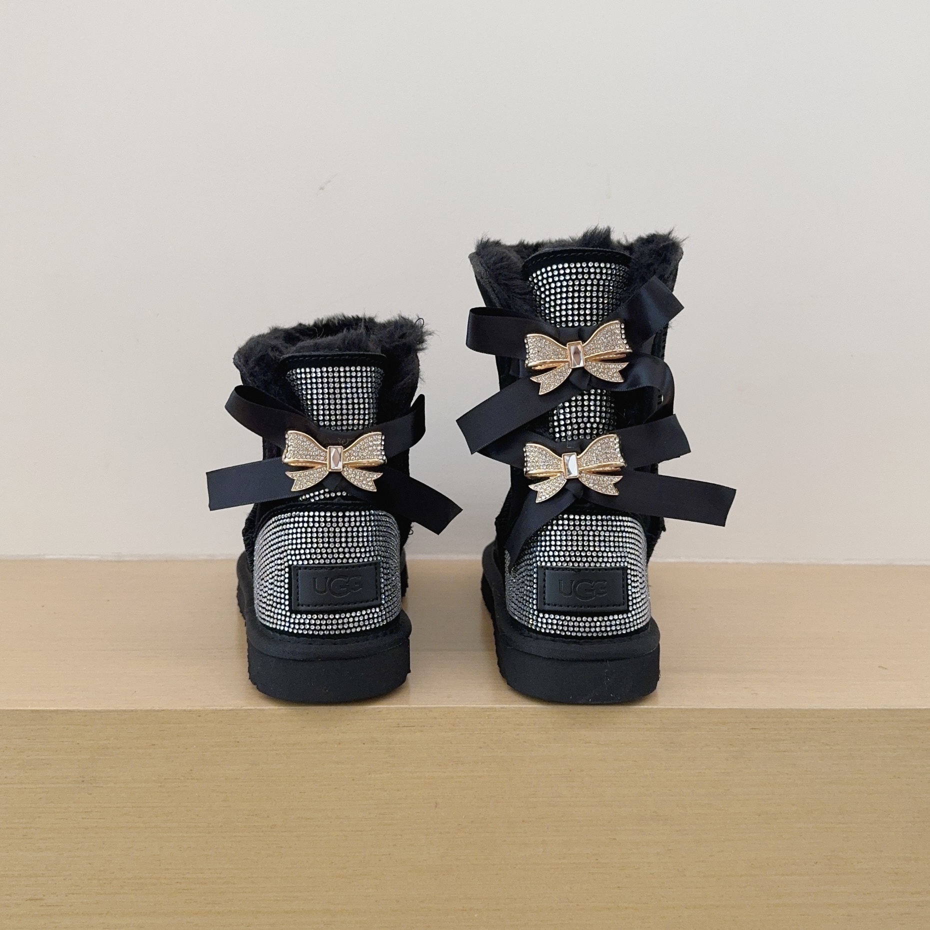 UGG Kids 3280 Double Ribbon Rhinestone Shoes