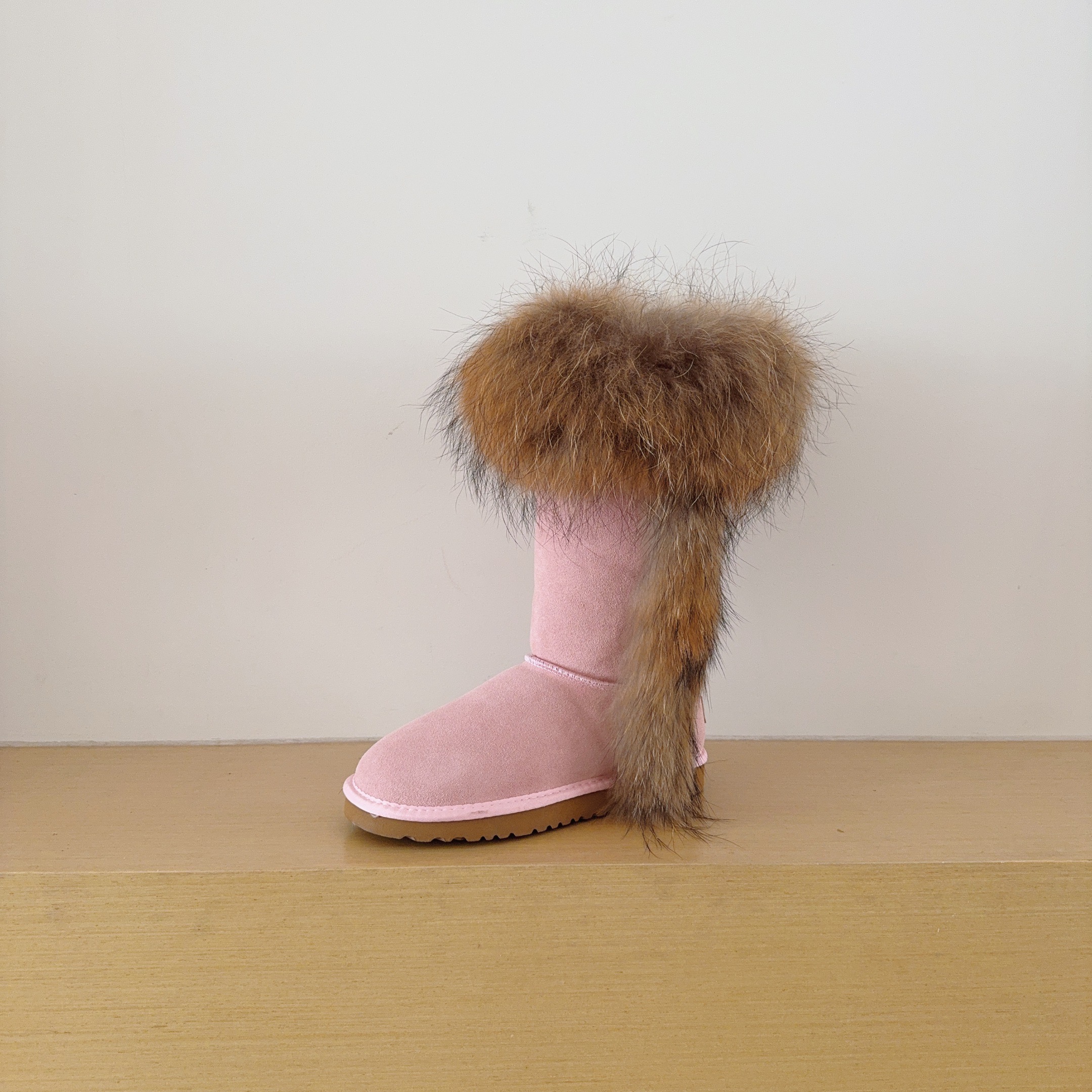 5815 Genuine Fur Trim Tall Boots