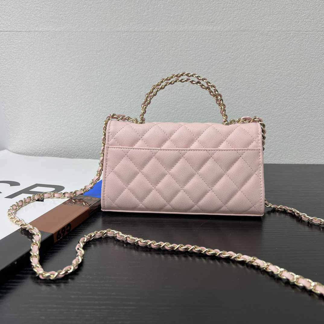 Chanel Mini Kelly Top Handle Flap Bag in Caviar Grained Calfskin