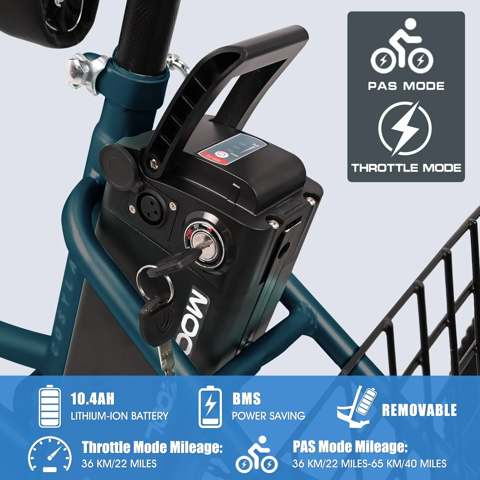 Lilypelle 24in 3-Wheel Electric Tricycle, 350W, 36V 10.4Ah