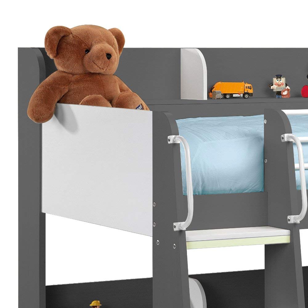 Kids Bunk Bed with Storage Shelves with 2x Pocket Sprung Mattress