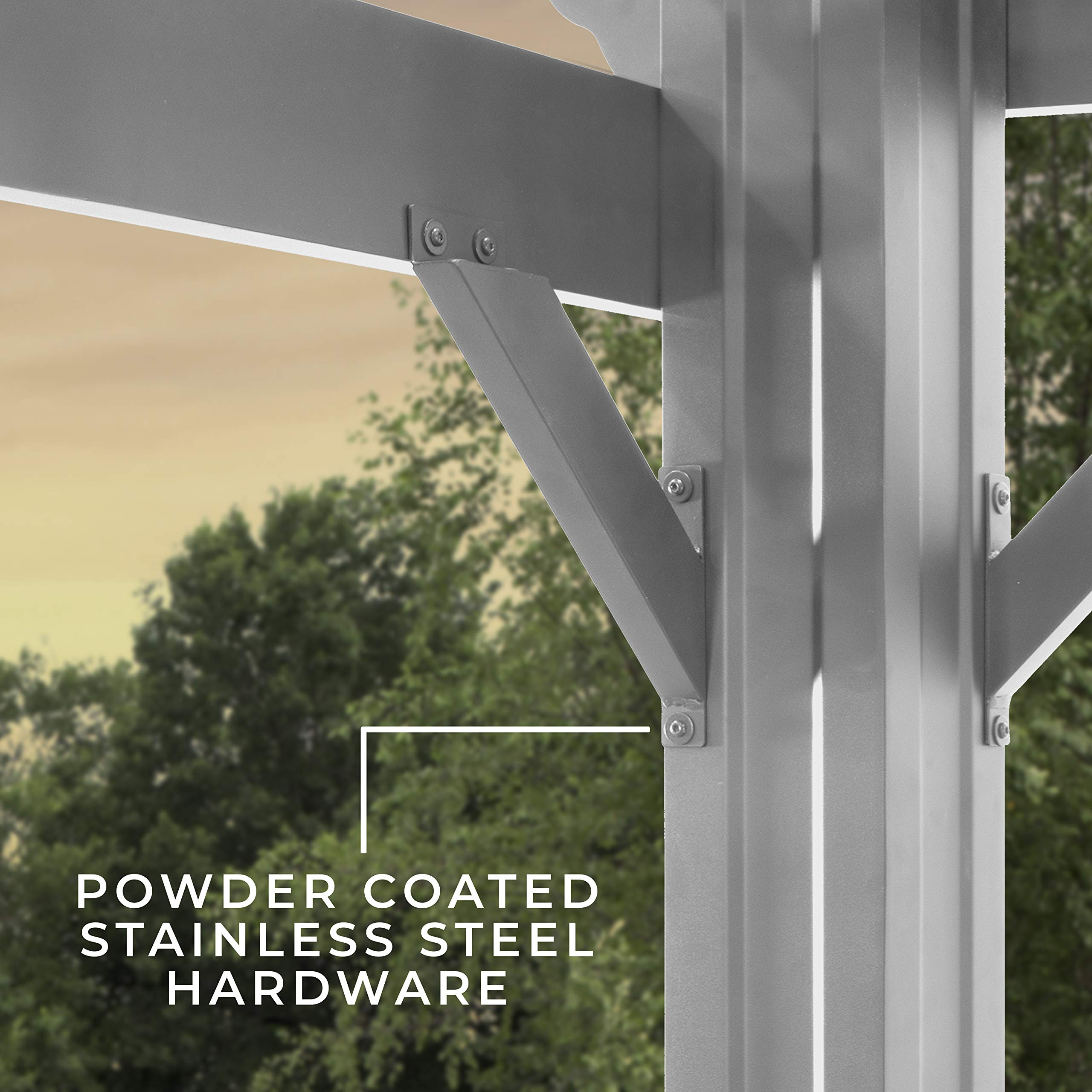 14' x 10' White Steel Traditional Pergola with Sail Shade Soft