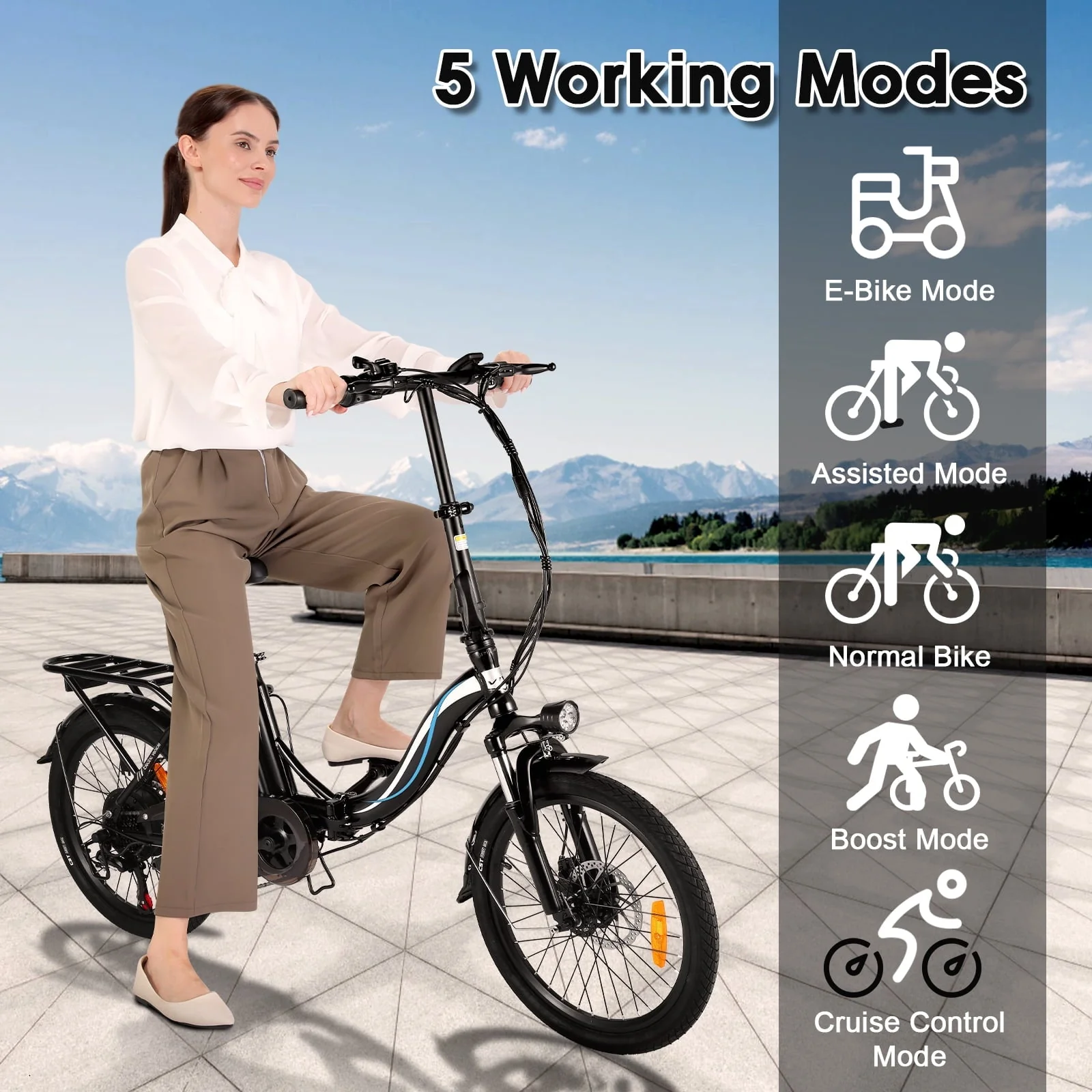 Elifine 20in Folding Electric Commuter Bike, 500W, 48V 7.8Ah