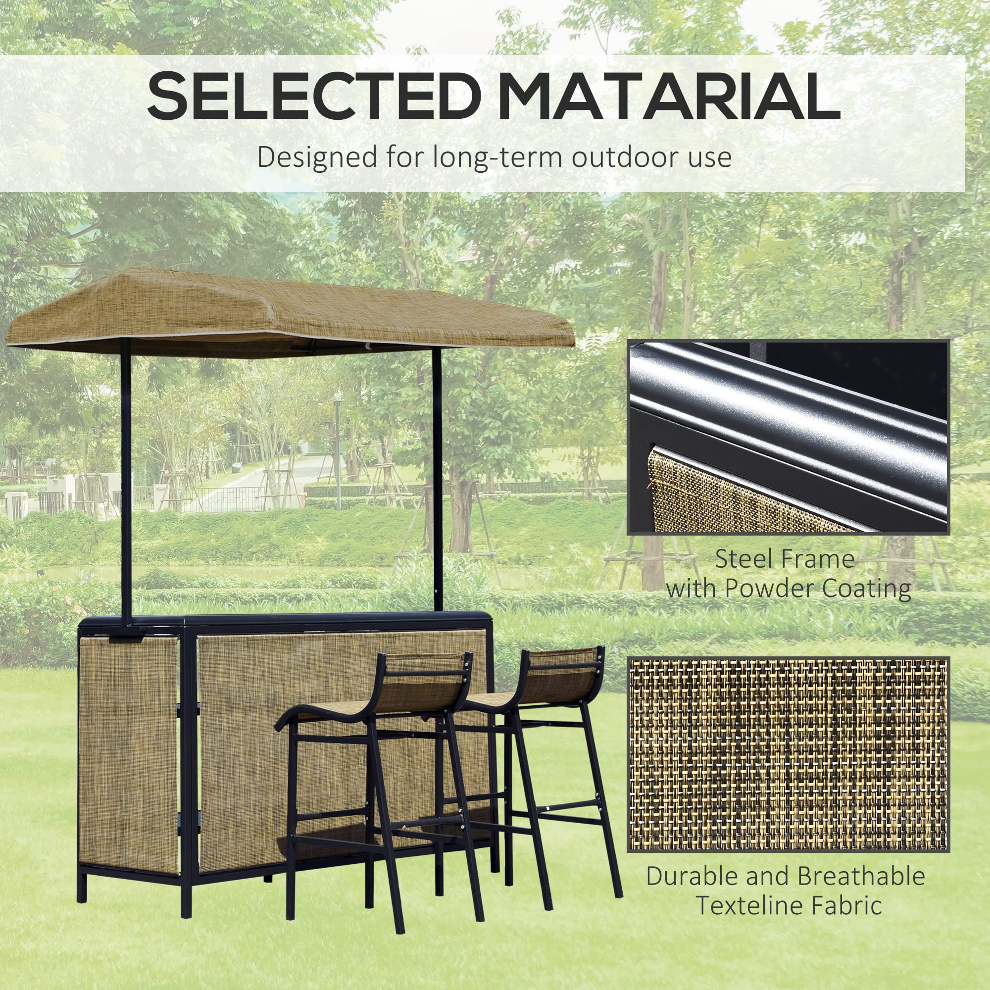3 Pcs Bar Set for 2 with Canopy