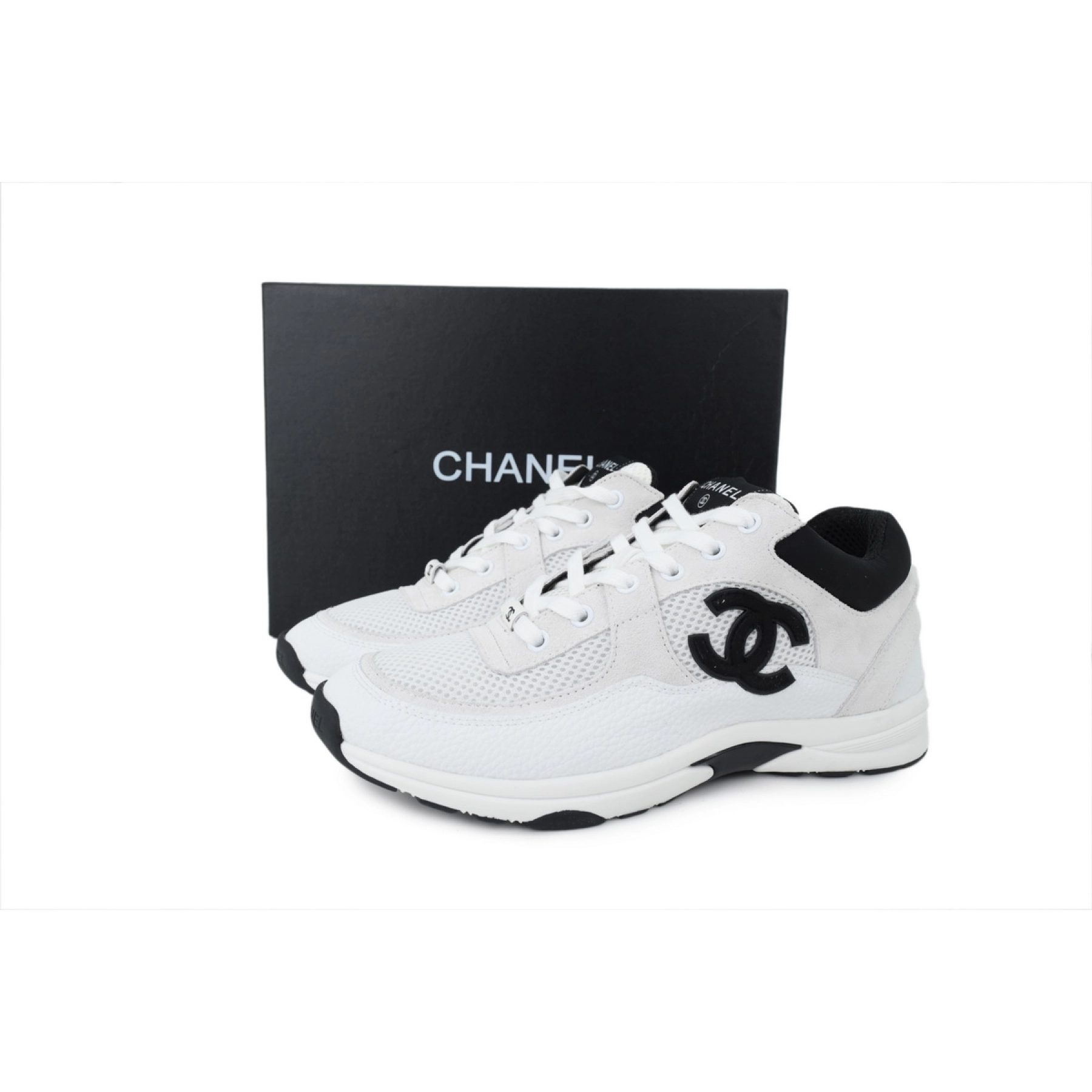 Chanel CC Tweed Holographic Sneakers