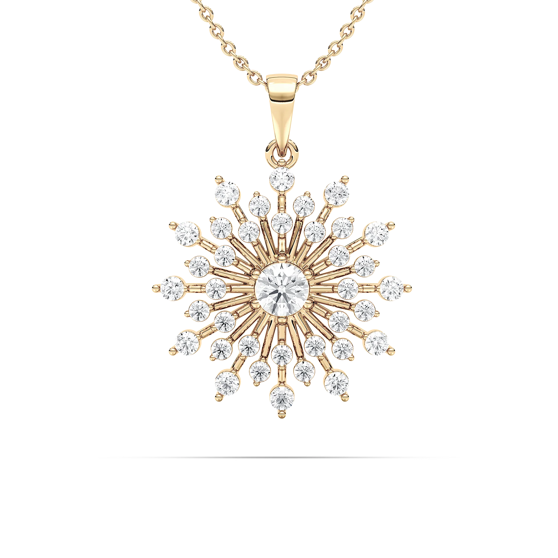 1 5/8 ctw Round Lab Grown Diamond Vintage Snowflake Pendant  - 18 Inches
