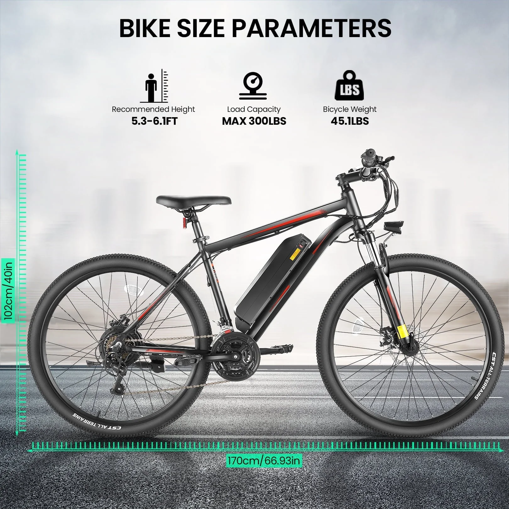 VIBESPARK 26in Electric Mountain Bike, 350W, 374.4Wh
