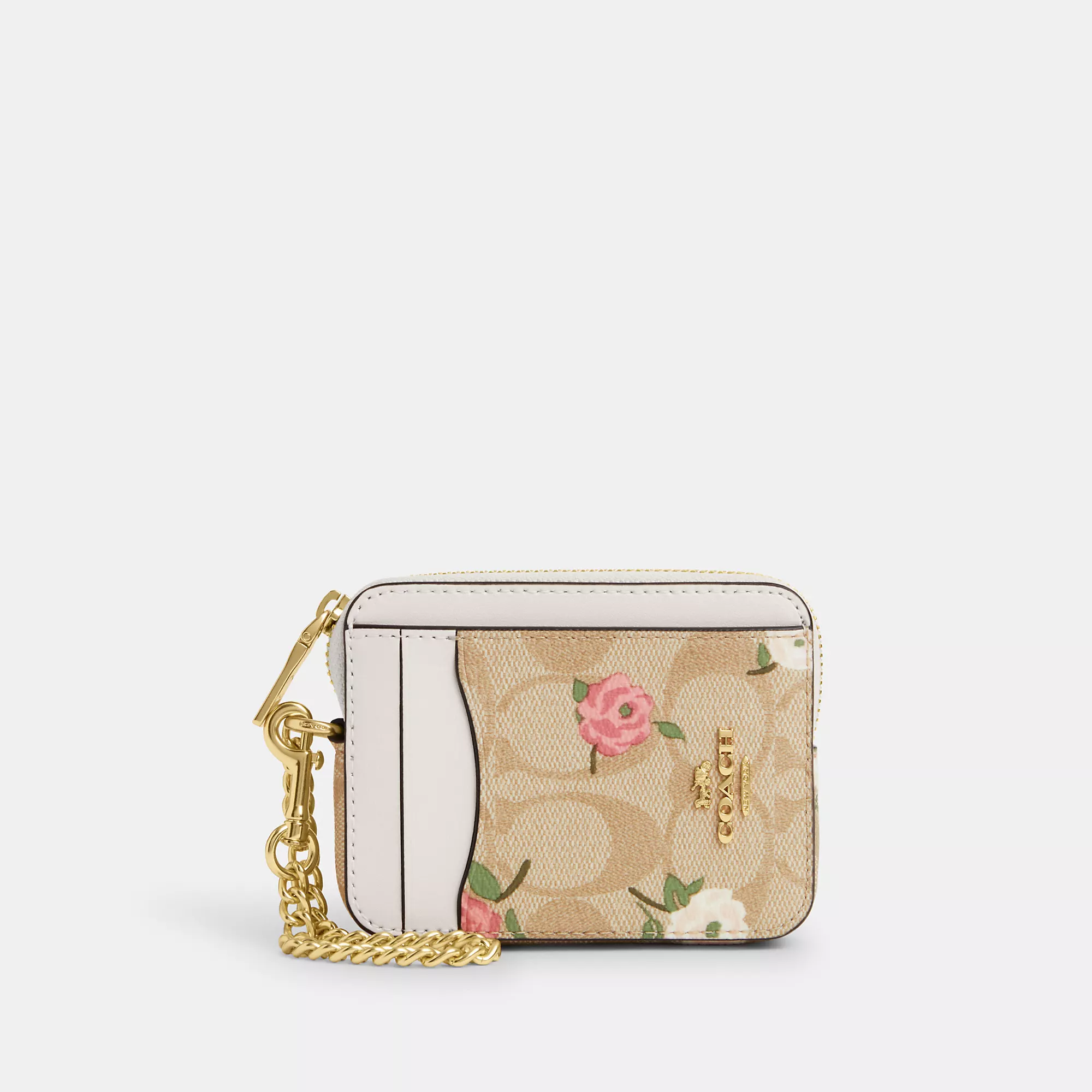 Outlet Zip Card Case In Signature Canvas With Floral Print