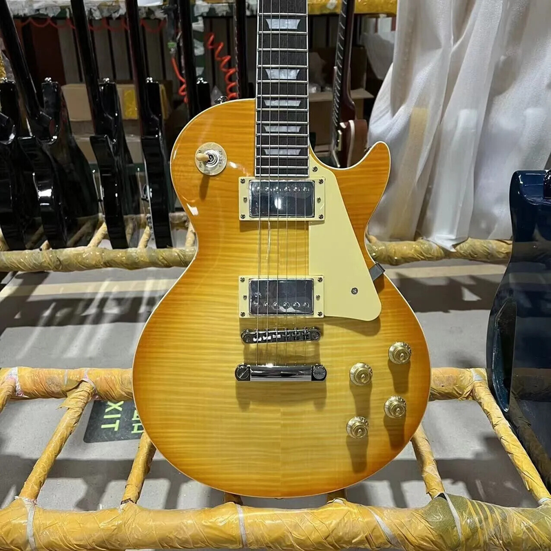 Lp Electric Guitar Flame Maple Top Mahogany Body Rosewood Fretboard