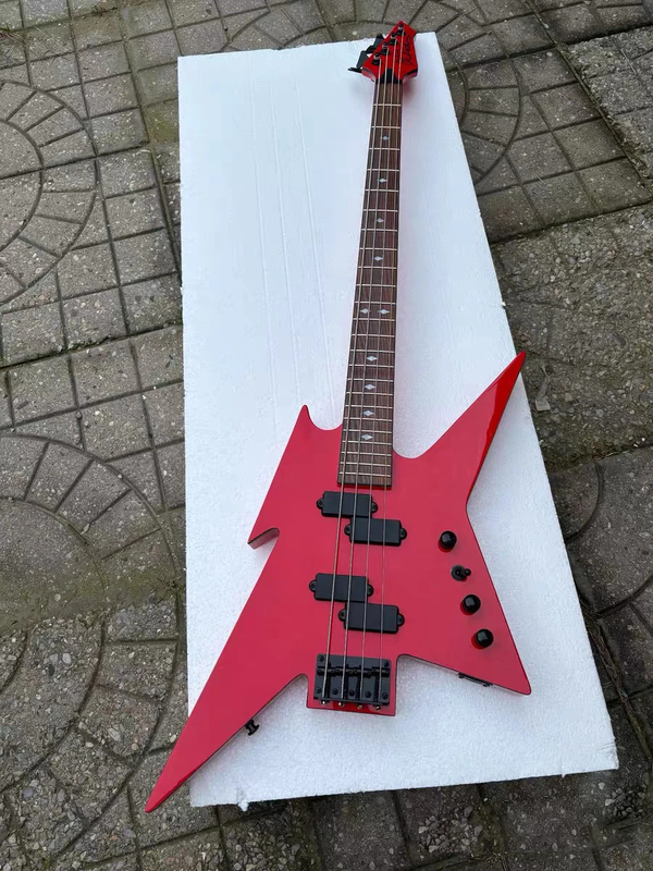 Unusual Shape 4 Strings Electric Bass Guitar Rosewood Fretboard Black Hardwares