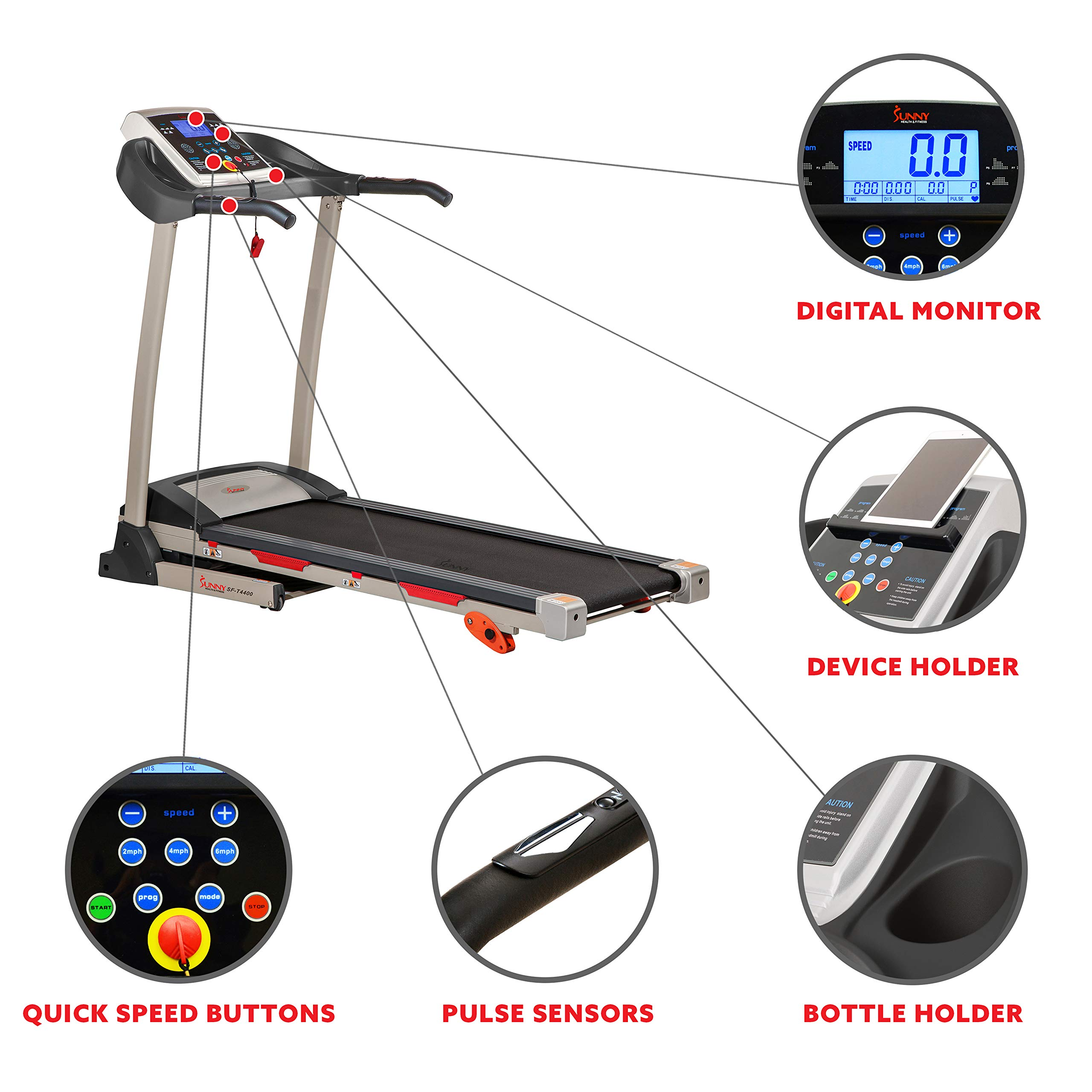 Folding Incline Treadmill with Optional Exclusive SunnyFit App