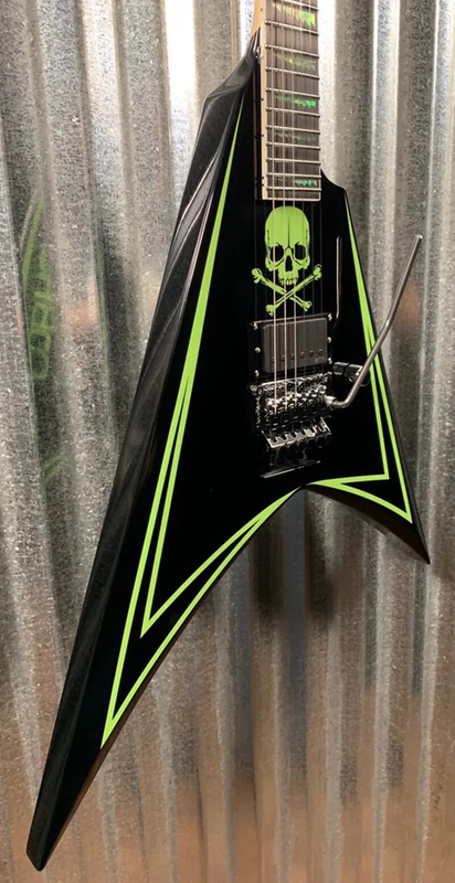 Alexi Laiho Green Sawtooth Flying V Electric Guitar, FSloyd Rose Tremolo Bridge