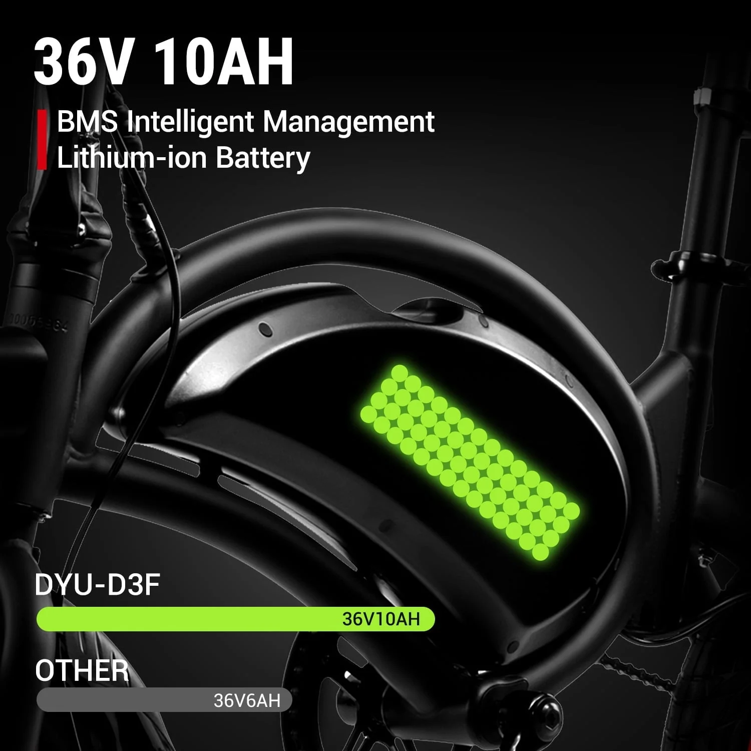 DYU 14in Folding Electric Bike, 250W, 36V 10Ah