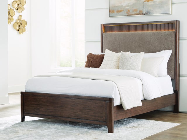 Korestone Upholstered Panel Bed with LED Light