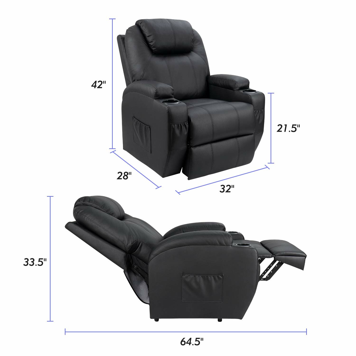 Faux Leather Power Lift Recliner Chair with Massage and Heating
