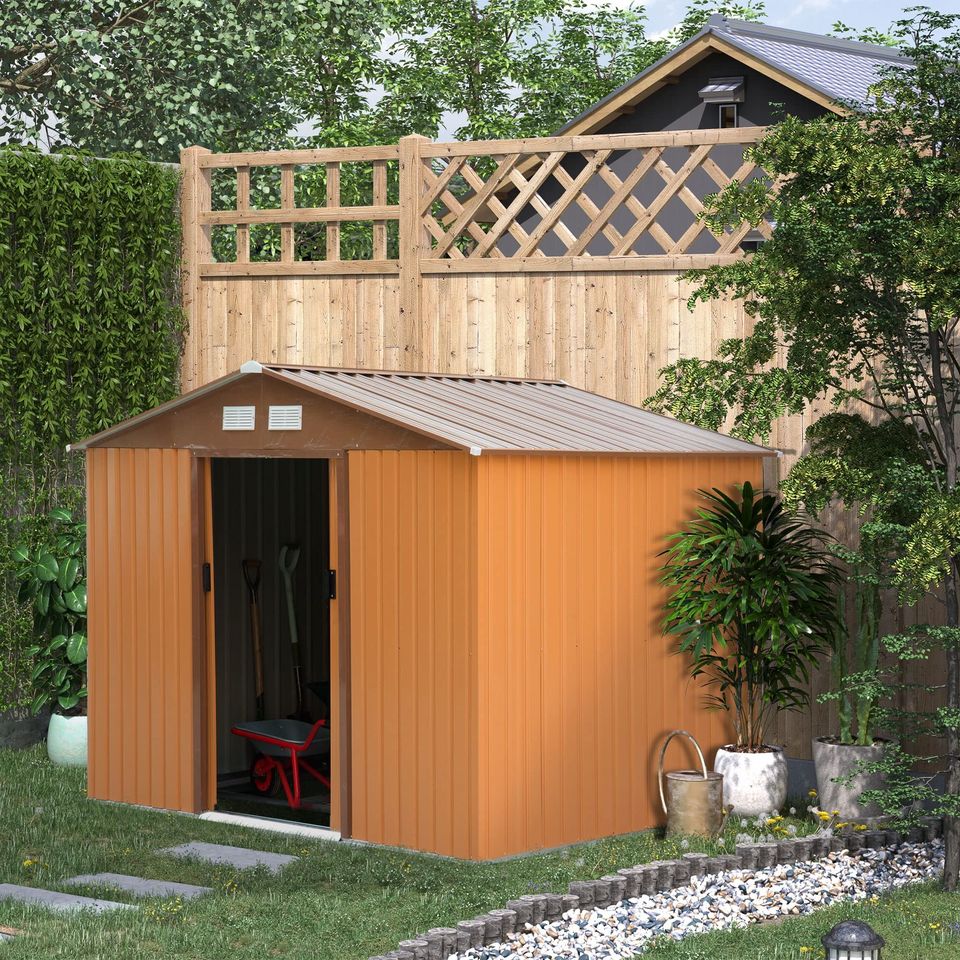 Outdoor garden storage shed Metal tool storage double doors