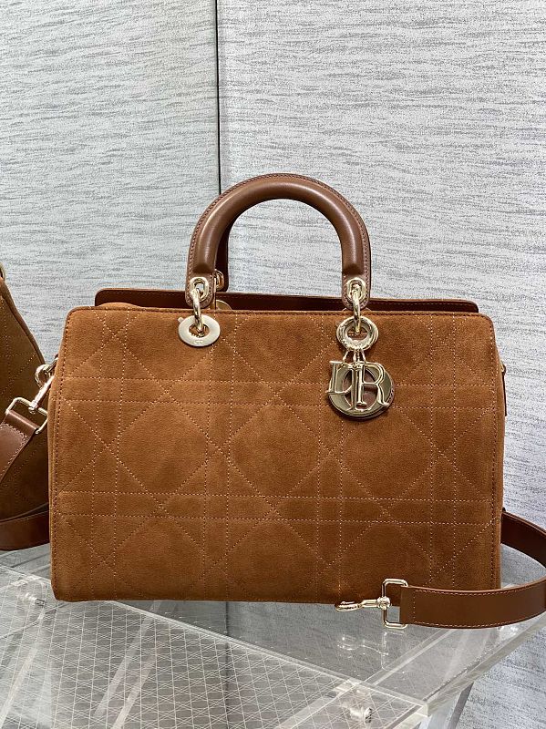 Lady Dior Handbag Large Caramel Leather