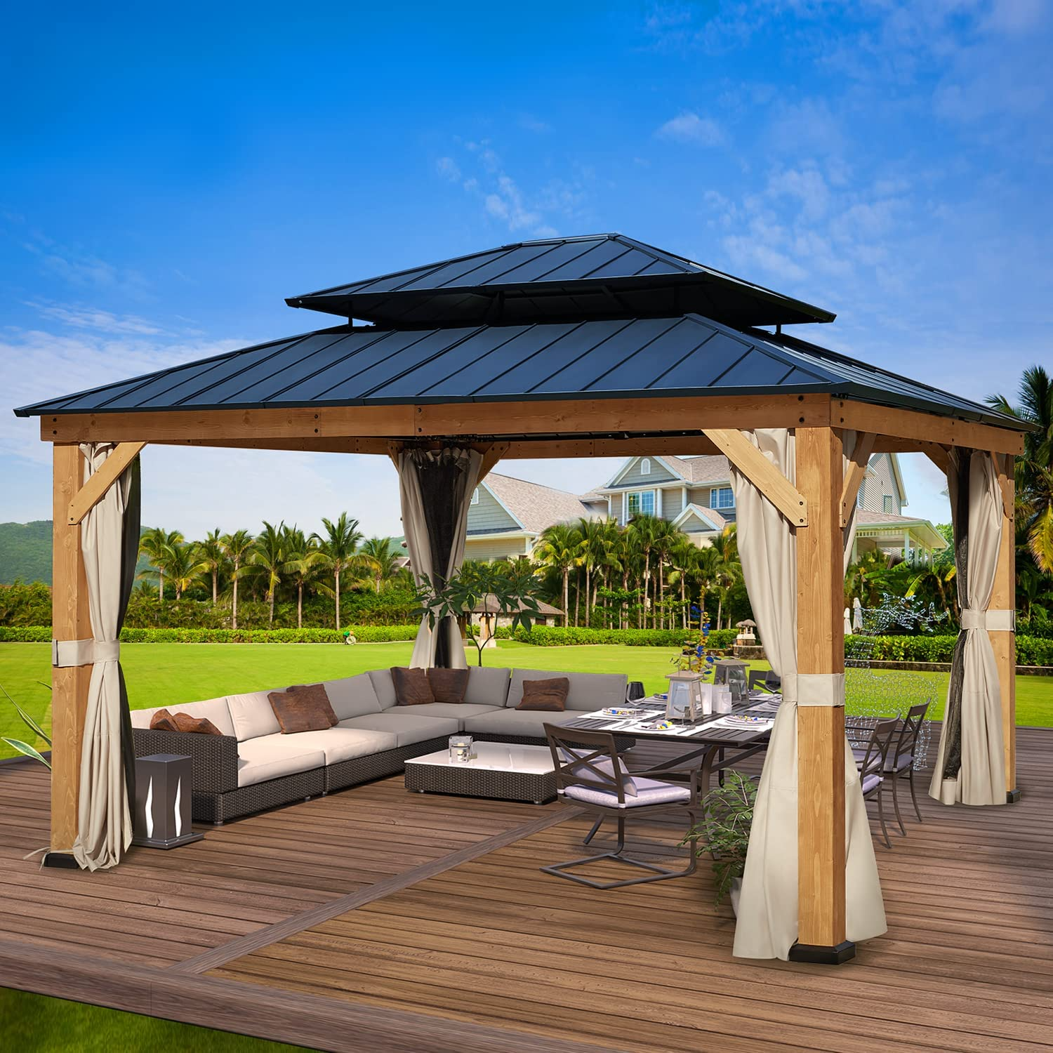 13'x15' Cedar Wood Gazebo