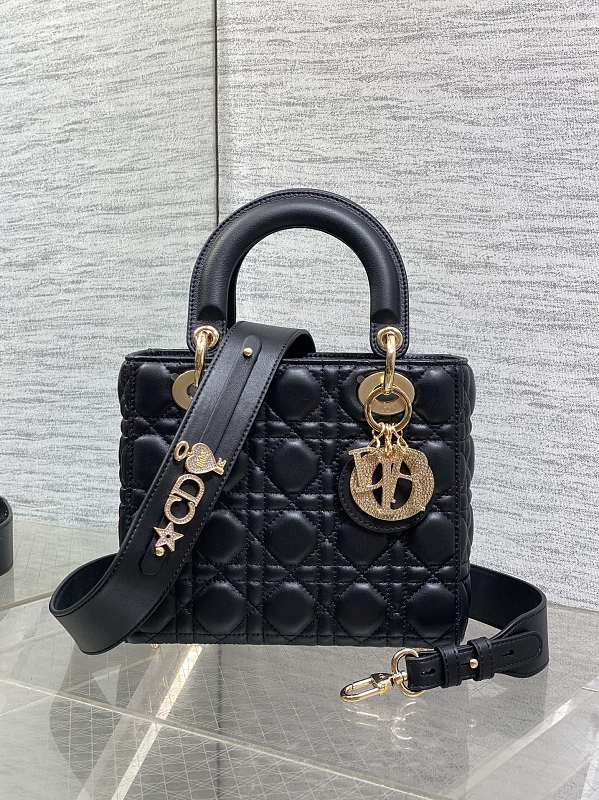Lady Dior Bag Medium Black Gold Hardware