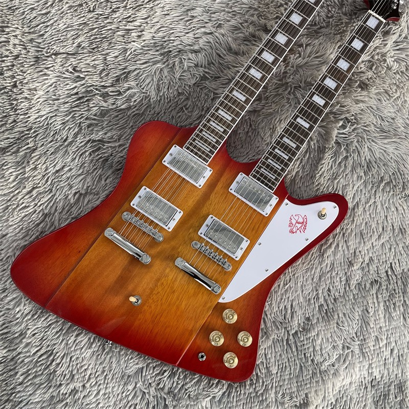 12+6 String Cherry Sunburst Double Necks Electric Guitar Solid Body Hardware