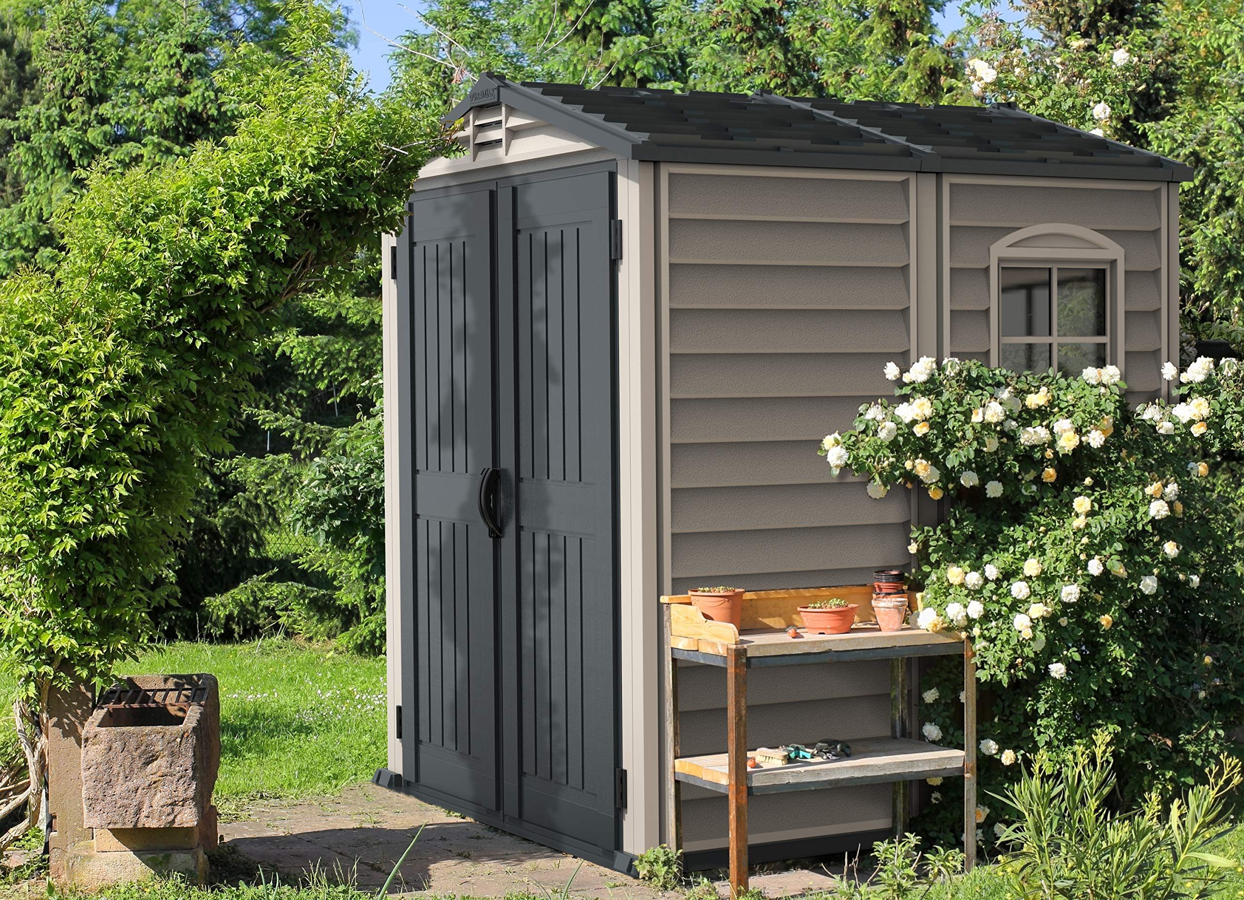 6' x 6' PLUS Plastic Garden Shed with Plastic Floor & Fixed